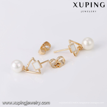 94249 Xuping bijoux mode blanc perle stud boucle d&#39;oreille pour femme avec 18k plaqué or